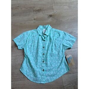 NWT Girls Thereabouts beach glass floral short-sleeve shirred camp shirt XXS 4/5